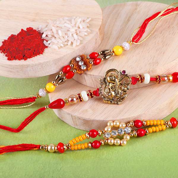 Embellished Set Of 3 Rakhi Embellished Set Of 3 Rakhi